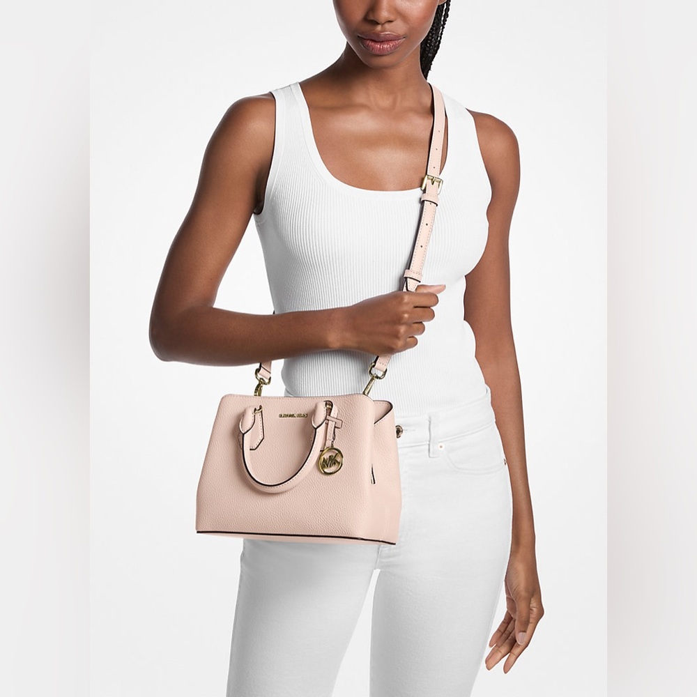 Michael Kors Blush Pink Saffiano Mini Satchel with Gold Accent